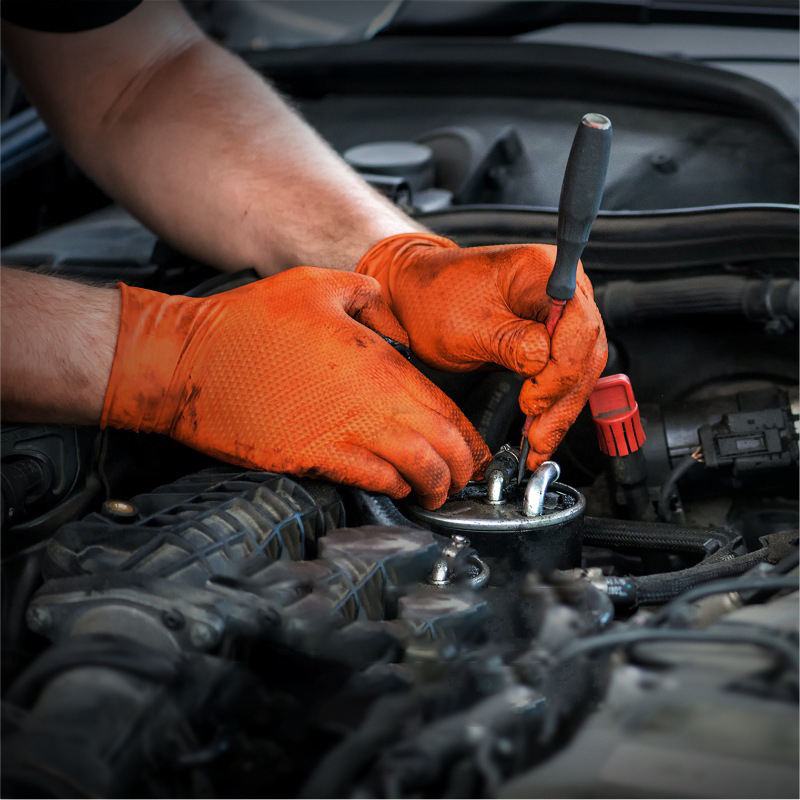 DS2649 8 Mil Industrial Orange Nitrile Exam Gloves Latex-Free Diamond Bulk Supply (5) Diamond Texture Industrial Nitrile Gloves