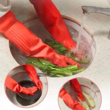 Extra long latex dishwashing gloves