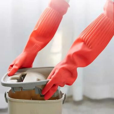 Extra long latex dishwashing gloves