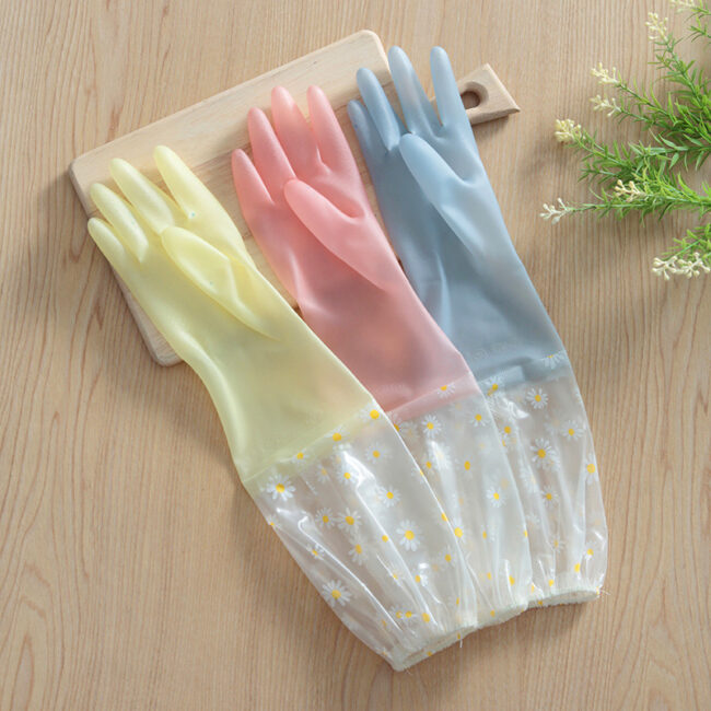 Long cuff household latex gloves
