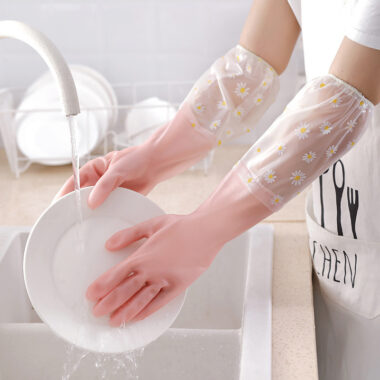 Long cuff household latex gloves