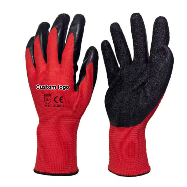 Heavy duty industrial latex gloves