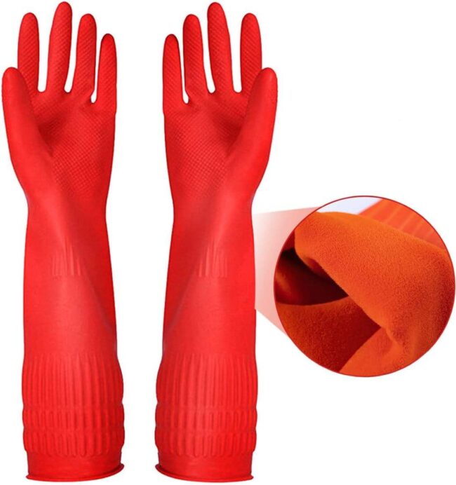 Long-cuff latex household gloves