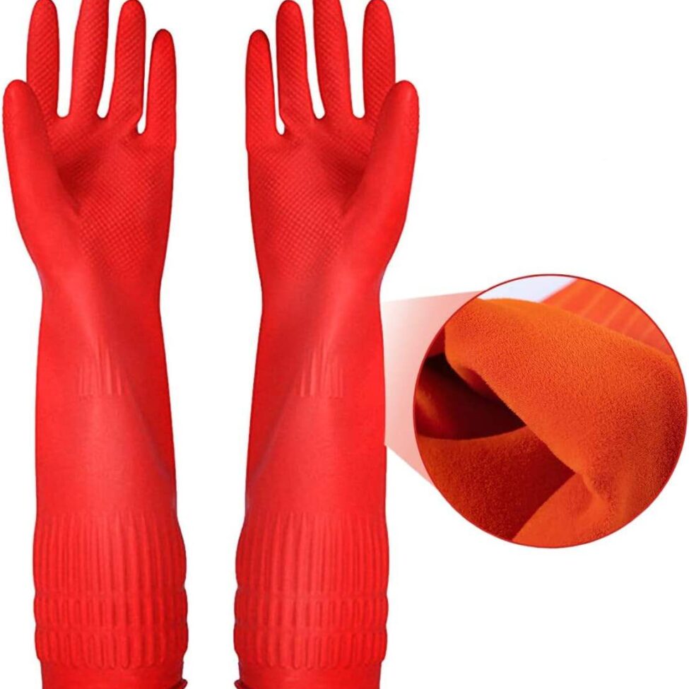 Long-cuff latex household gloves