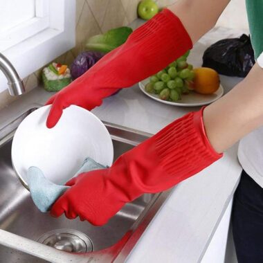 Long-cuff latex household gloves