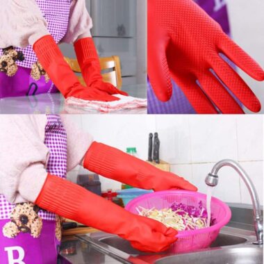 Long-cuff latex household gloves
