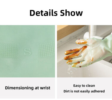 Long green latex cleaning gloves