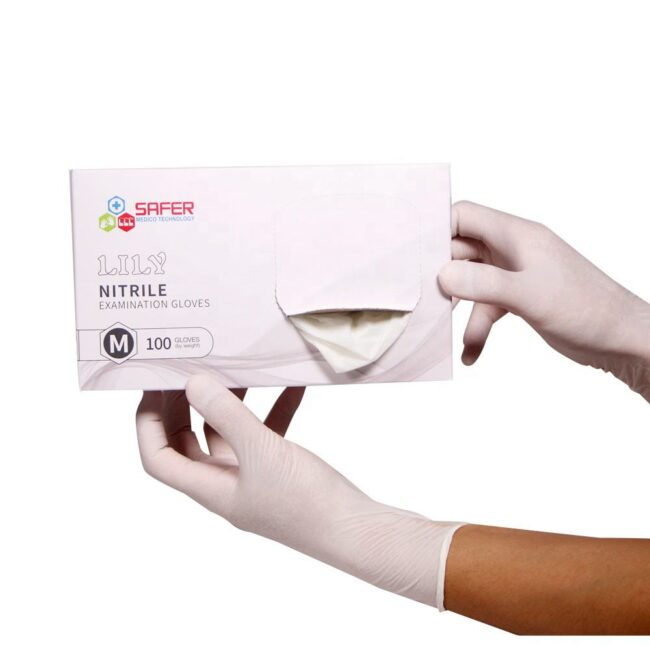 White Nitrile and Latex Exam Gloves