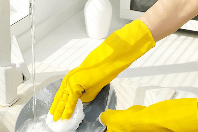 rubber latex household cleaning gloves