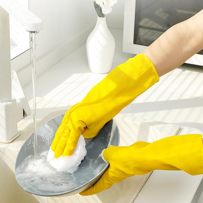 rubber latex household cleaning gloves